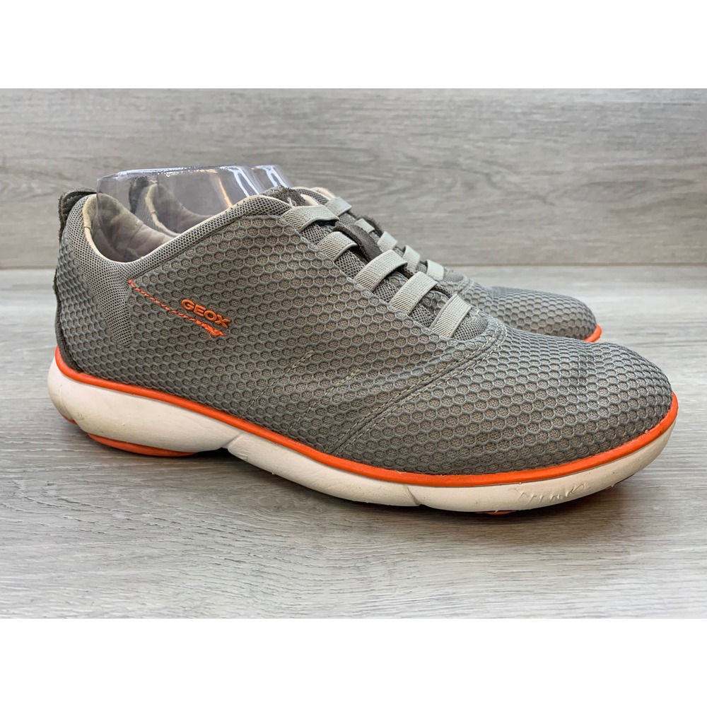Geox Respira Nebula Men's Grey Orange Mesh Walking Sneakers Shoes US 8 EUR 41